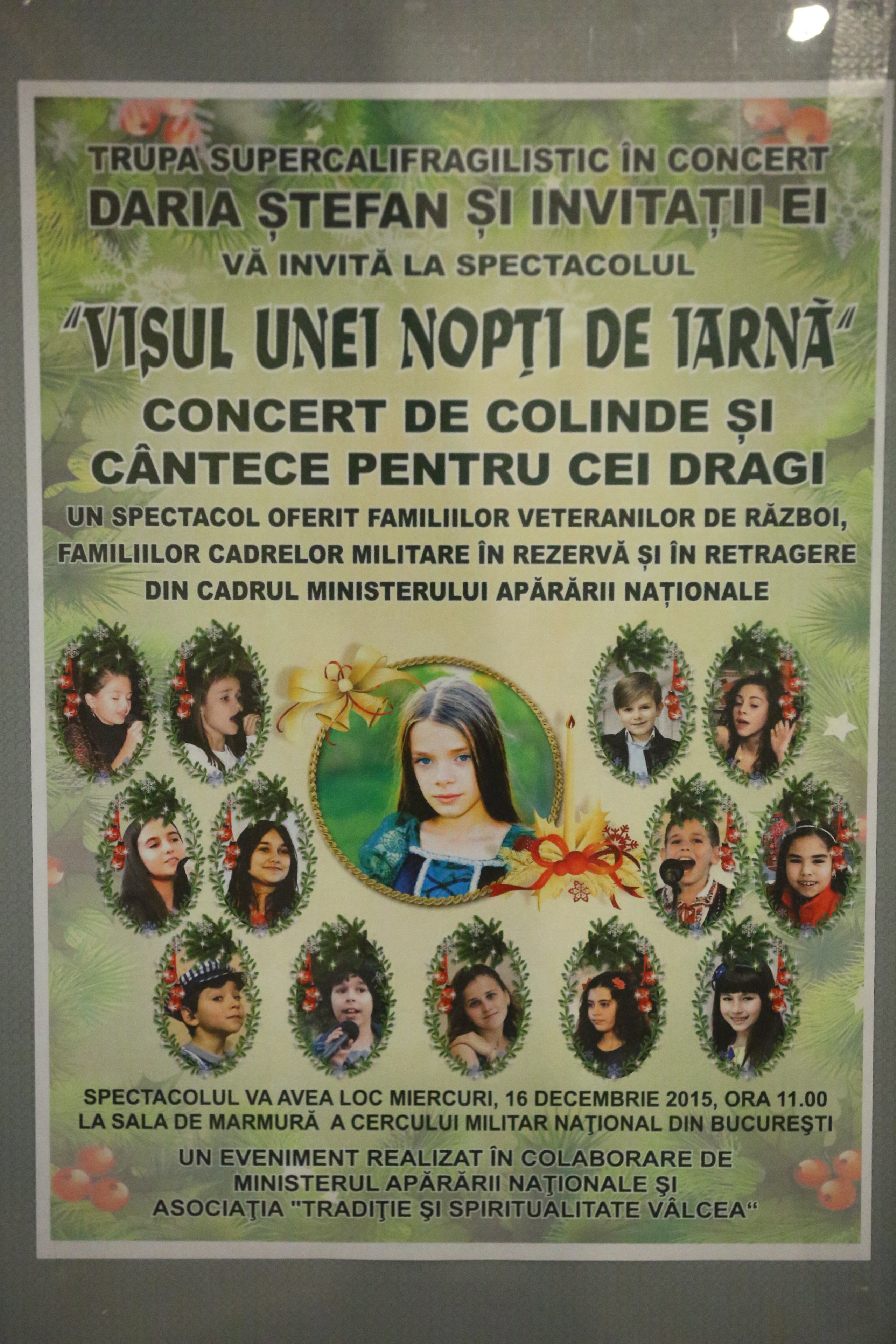 Trupa SUPERCALIFRAGILISTIC în Concert de colinde şi cântece pentru cei dragi - un spectacol oferit familiilor veteranilor de război, familiilor cadrelor militare în rezervă şi în retragere din