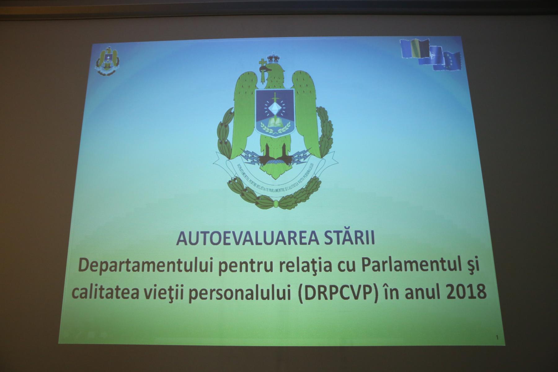 Autoevaluarea activității Departamentului pentru relația cu Parlamentul și calitatea vieții personalului pentru anul 2018