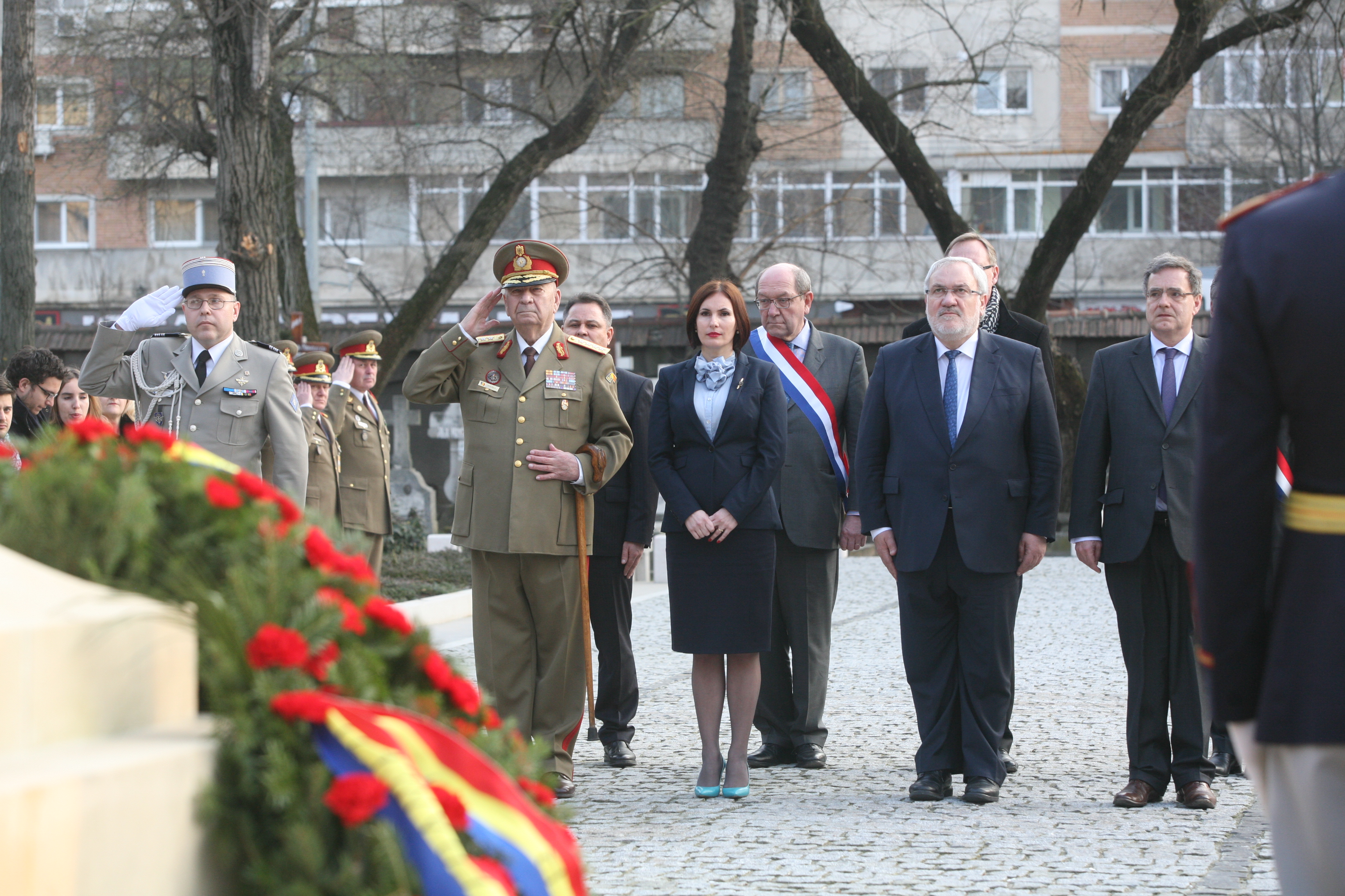 Ceremonia de depunere de coroane de flori de la Careul militar francez, Cimitirul Belu Bucureşti - 12 martie 2015