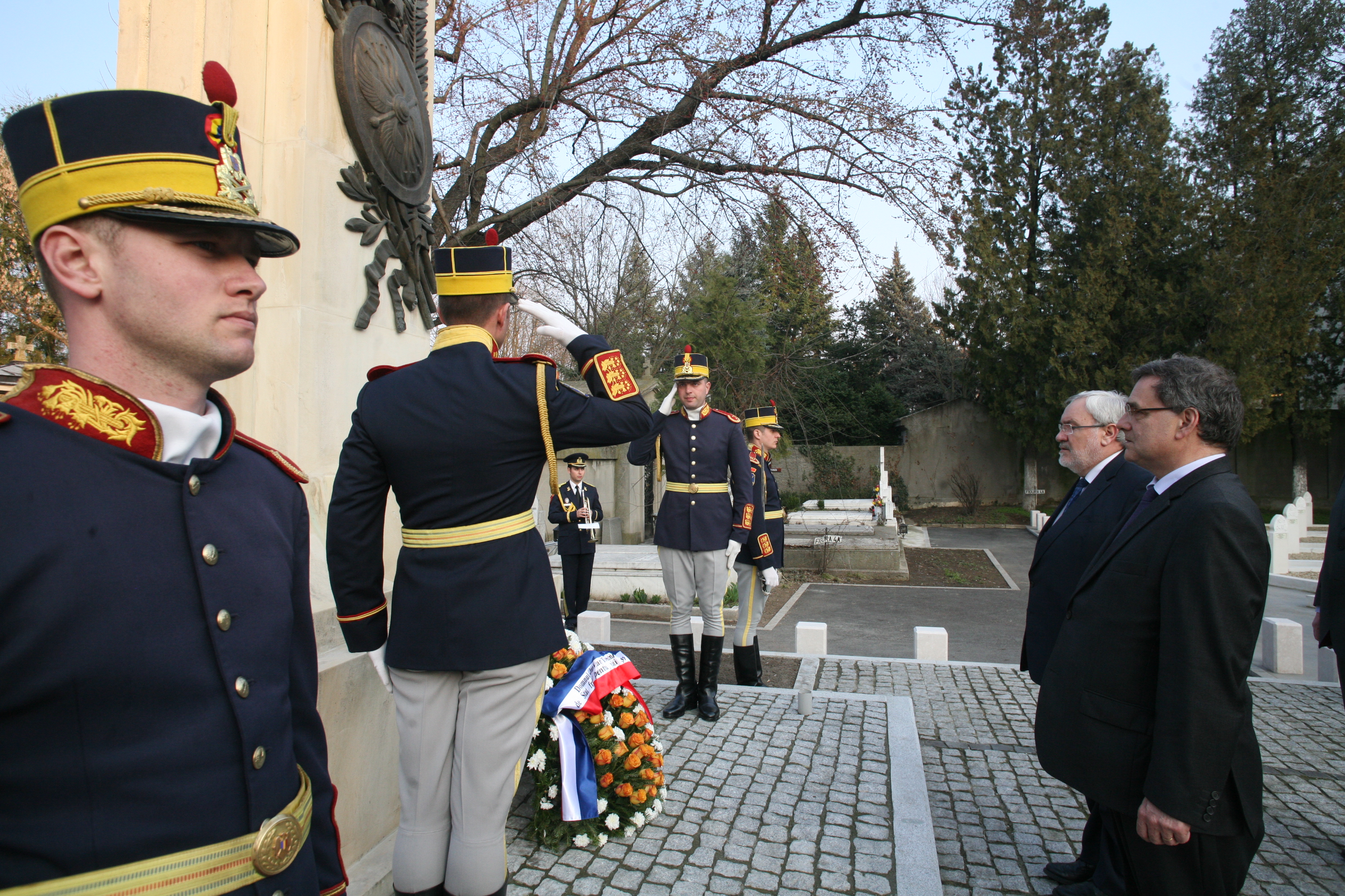 Ceremonia de depunere de coroane de flori de la Careul militar francez, Cimitirul Belu Bucureşti - 12 martie 2015